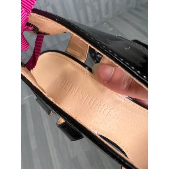 Colin Stuart High Heeled Strappy Genie Shoes Black Size 7 Patent Leather - Picture 5 of 7